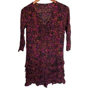 Axara Paris Floral Ruffle Dress Pink Purple Black Size 42